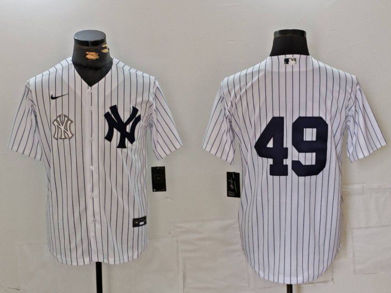 Men New York Yankees #49 No Name White Stripe Game 2024 Nike MLB Jersey style 3->new york yankees->MLB Jersey